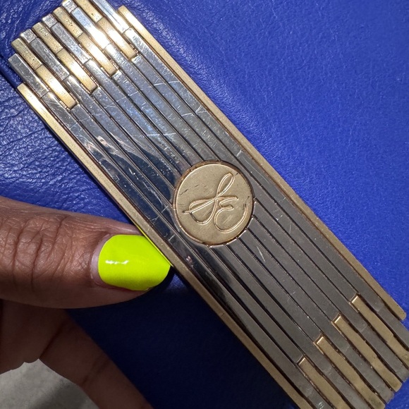 Sam Edelman Cobalt Blue Leather Clutch Bag with Silver and Gold Metal Hardware - Picture 3 of 7